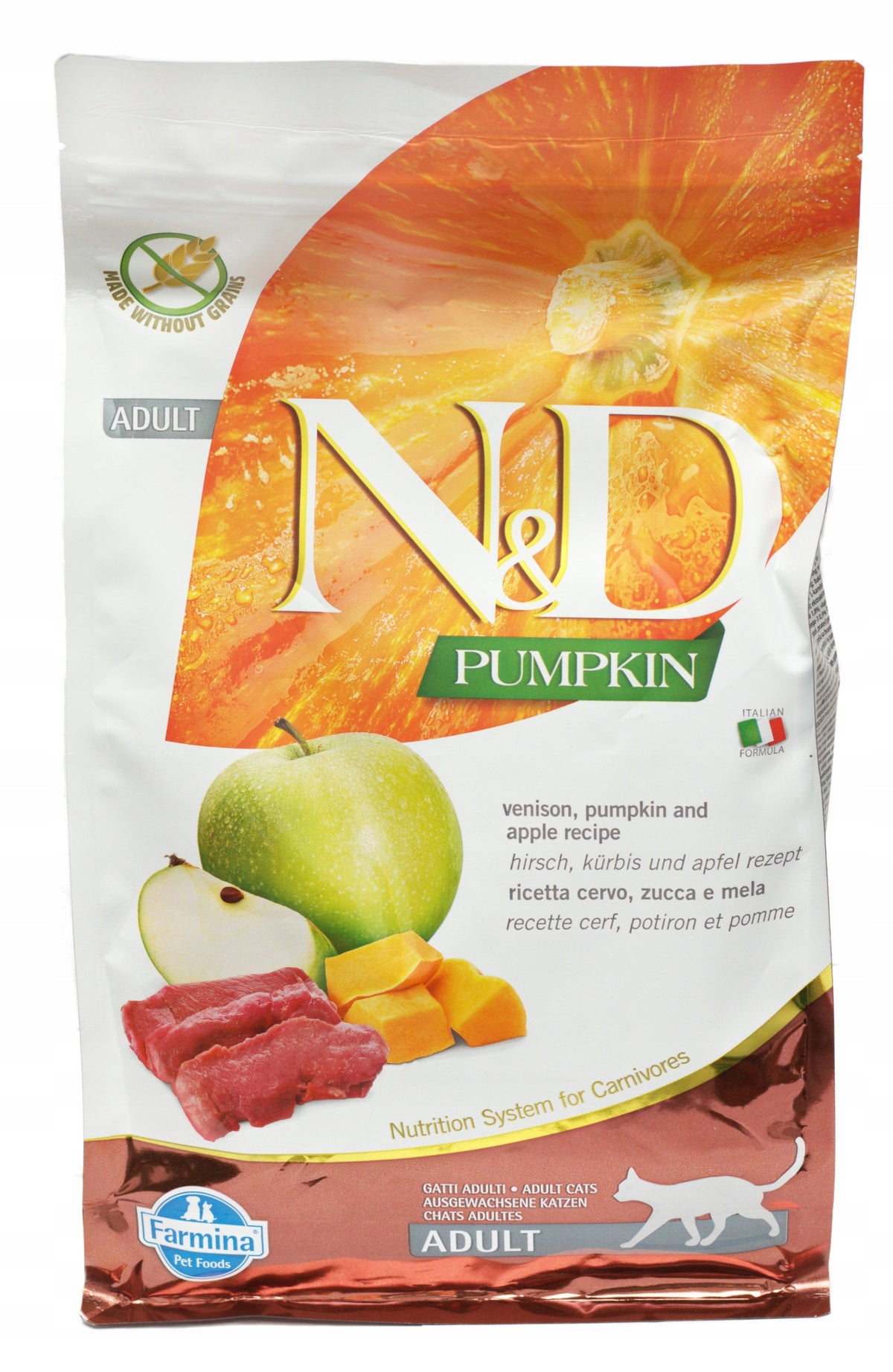 N&D PUMPKIN CAT VENISON & APPLE ADULT 1.5 KG + FREEBIE