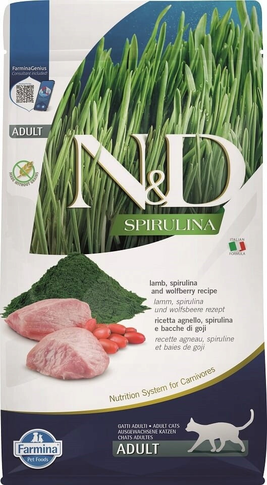 N&D SPIRULINA CAT LAMB & WOLFBERRY ADULT 300G Manufacturer code 8010276041852
