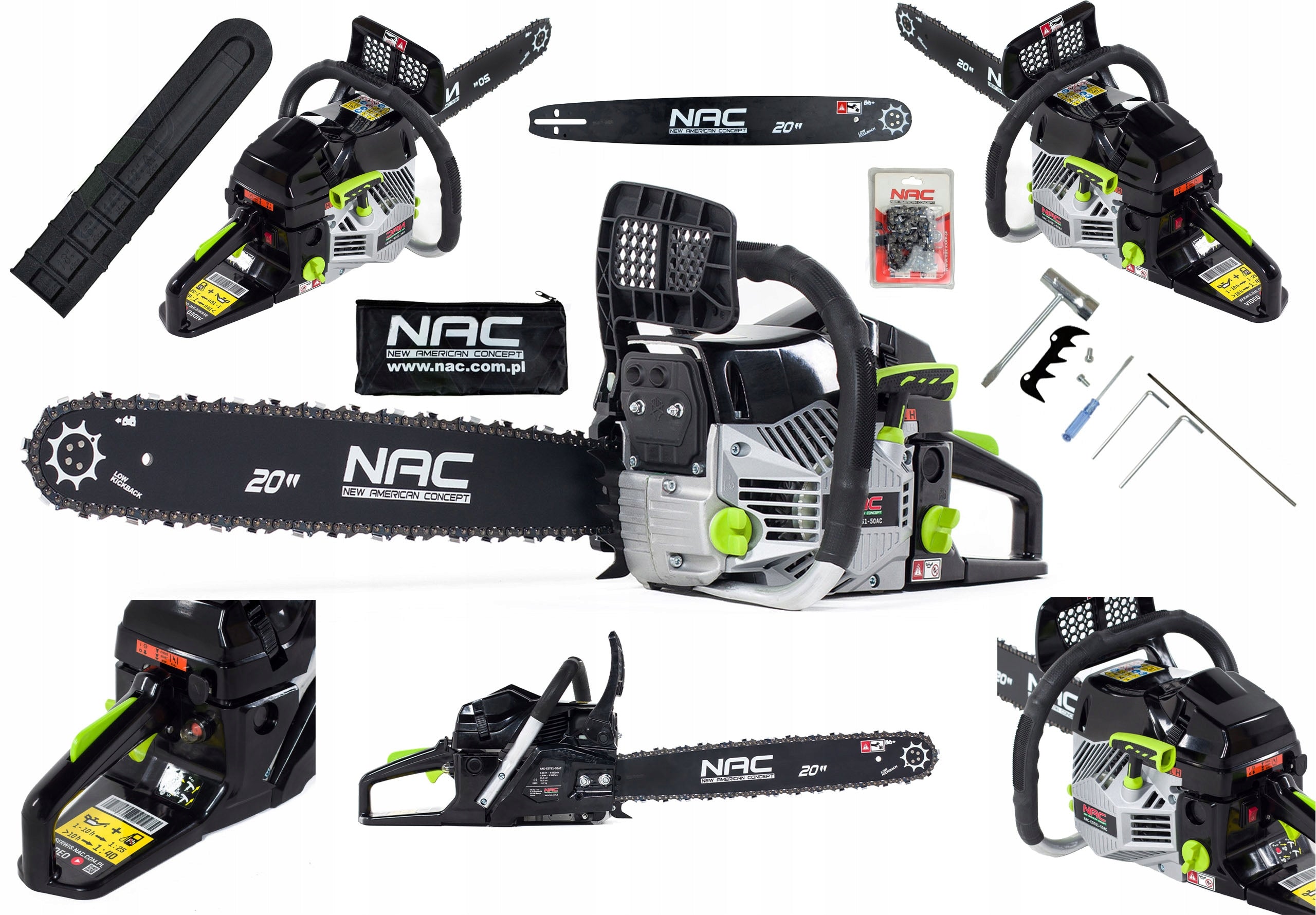 NAC 3.9 HP PETROL CHAIN SAW 51cm Guide Bar CST61-50AC Manufacturer code NAC-CST61-50AC