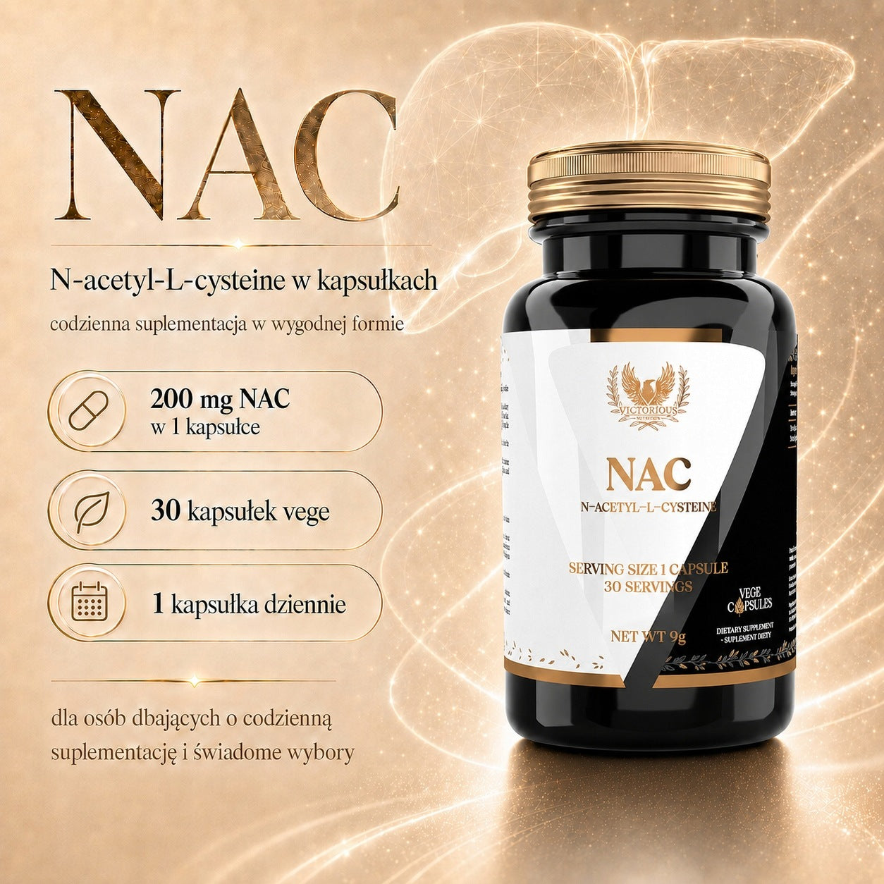 NAC 30 capsules 200mg N-acetyl-L-cysteine Purification Liver Victorious Packaging status original