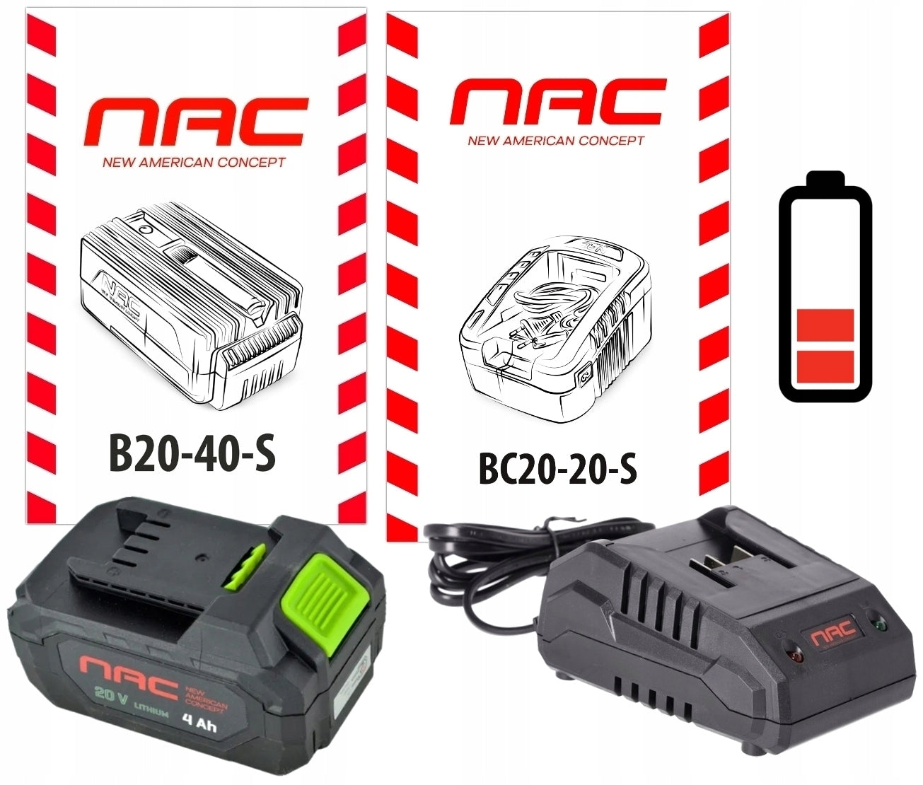 NAC CORDLESS SAW CB20E-30-B40-S 1 x 4 Ah charger set Brand NAC