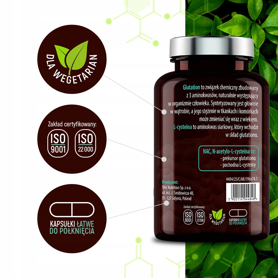 NAC FAST-ABSORBING GLUTATHIONE N-ACETYL L-CYSTEINE FOR 90 DAYS VEGE Manufacturer code L-acetylocysteina w tabletkach, wątroba