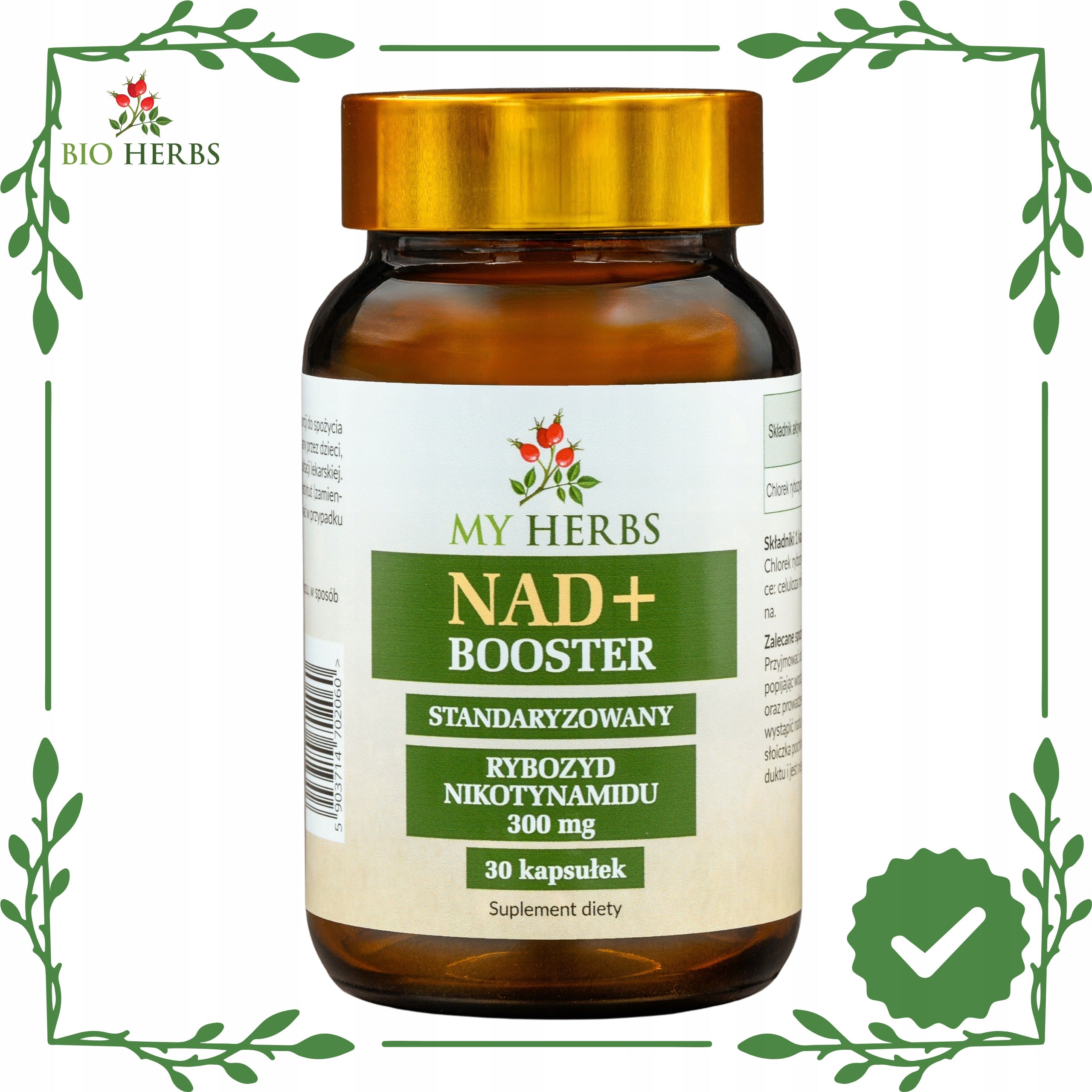 NAD+ Booster Nicotinamide riboside 300mg 30 kaps. regeneration Packaging status original