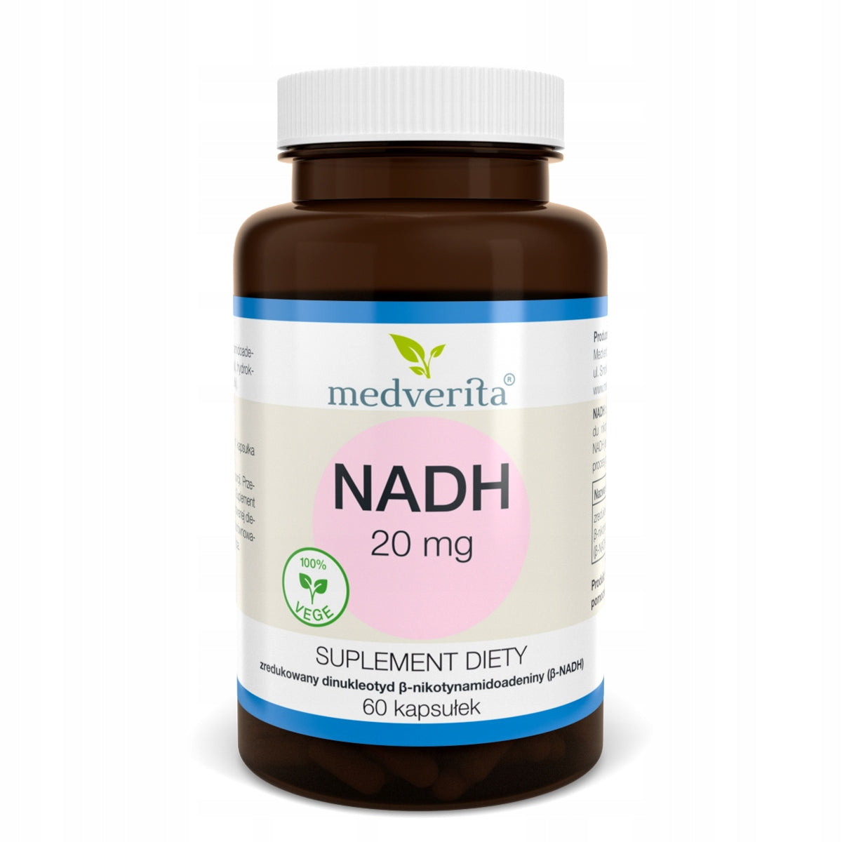 NADH 20 mg reduced dinucleotide β nicotinamidoaddenine 60 capsules