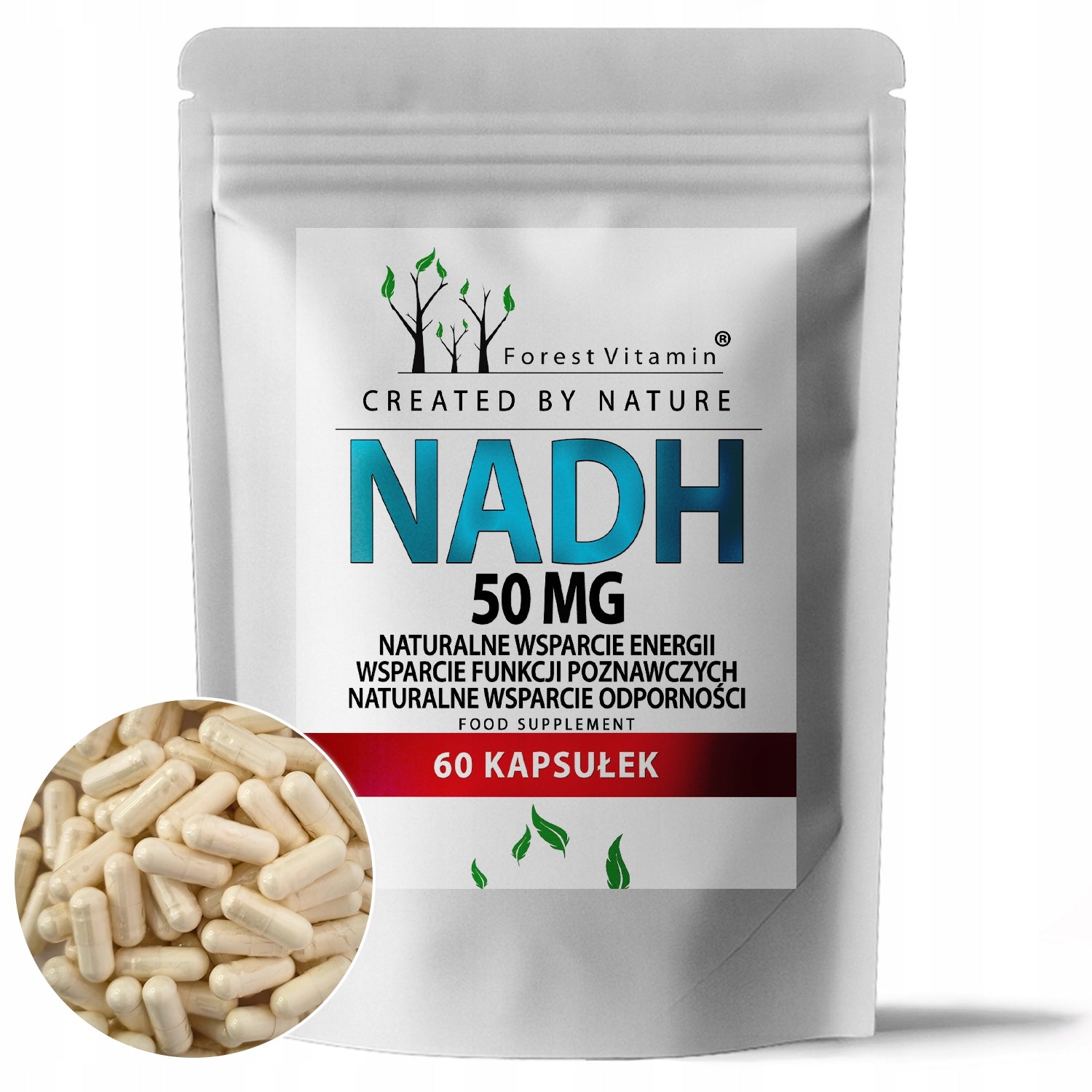 NADH 50 MG 60 CAPSULES ENERGY ATP CONCENTRATION MEMORY FOREST VITAMIN