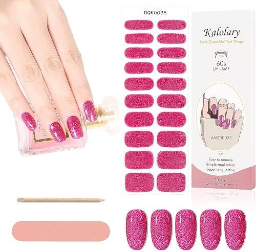 NAIL GEL STICKERS GLITTER PINK 20 PCS UV LED LAMP plastic Brand no brand