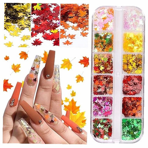 NAIL GLOSSES MAPLE LEAF HOLOGRAPHIC 12 COLORS DIY SET