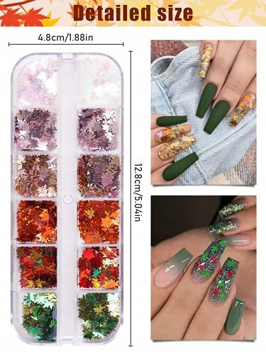 NAIL GLOSSES MAPLE LEAVES HOLOGRAPHIC 12 COLORS DIY GIFT Manufacturer code SWC5908201423428
