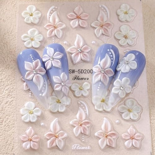 NAIL STICKERS 5D SPRING FLOWERS SET OF 6 SELF-ADHESIVE SHEETS Manufacturer code Bez marki