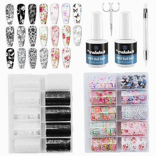 NAIL STICKERS HOLOGRAPHIC TRANSFER SET FOR WOMEN