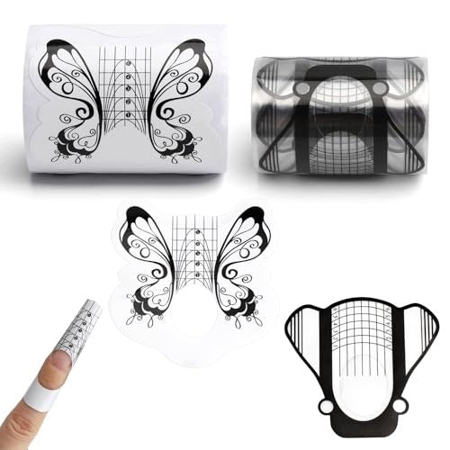 NAIL TEMPLATES SELF ADHESIVE BLACK BUTTERFLIES 200 PIECES DIY acrylic Brand no brand