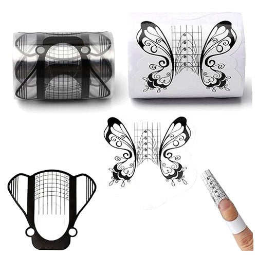 NAIL TEMPLATES SELF ADHESIVE BLACK BUTTERFLIES 200 PIECES DIY acrylic