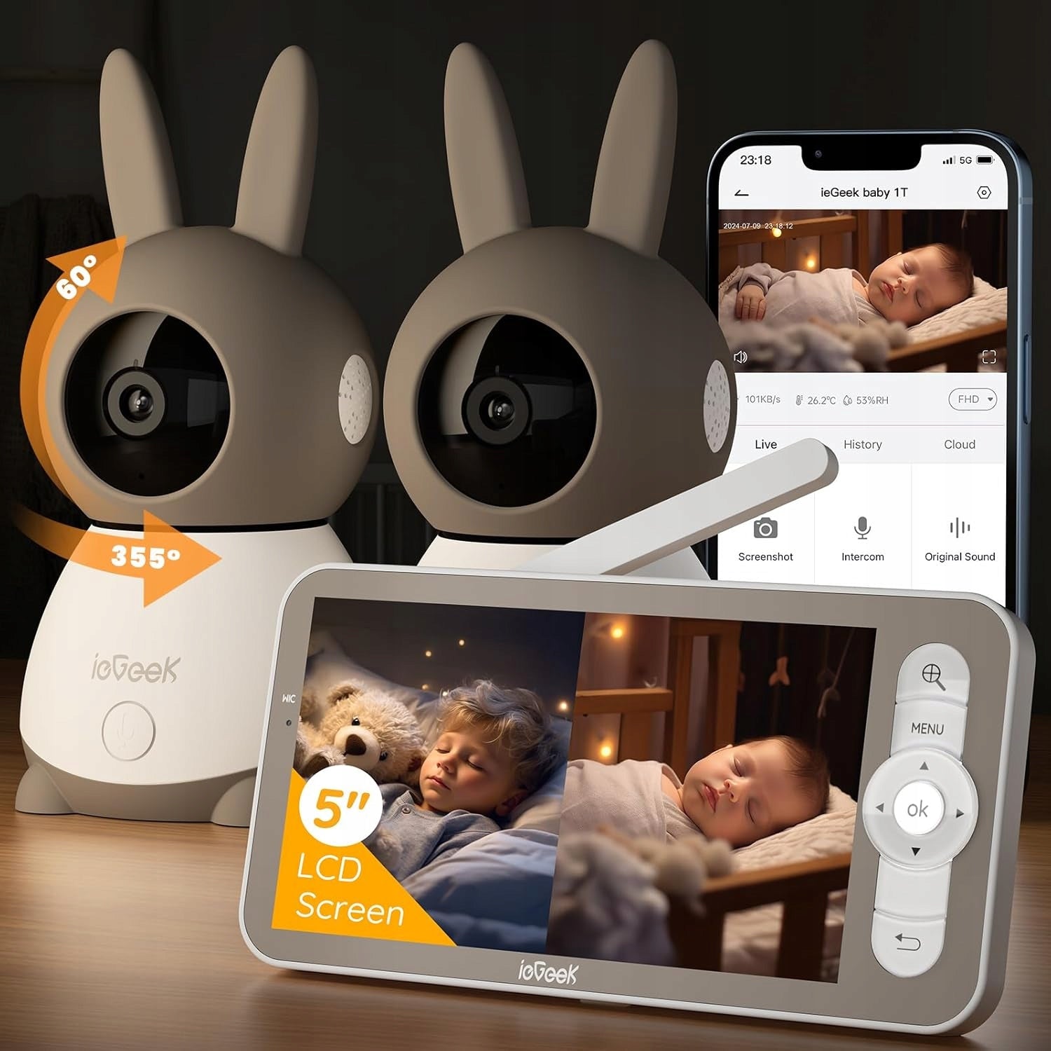 NANNY ELECTRONIC CAMERA 2 CAMERA 4×ZOOM HD SPLIT SCREEN PREVIEW Packaging status original