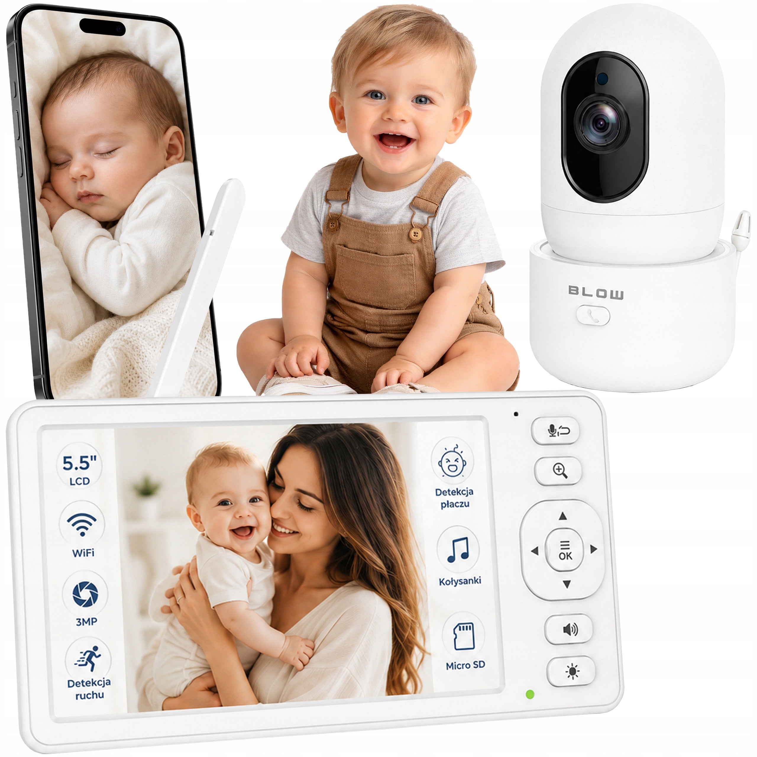 NANNY ELECTRONIC WIFI CAMERA MONITOR LCD HD LIVE NIGHT MODE ROTATING