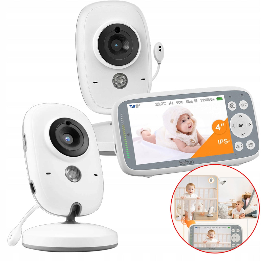 NANNY WITH 2 CAMERA HD VOX MODE SPLIT SCREEN 4" RANGE 300M 3 × ZOOM