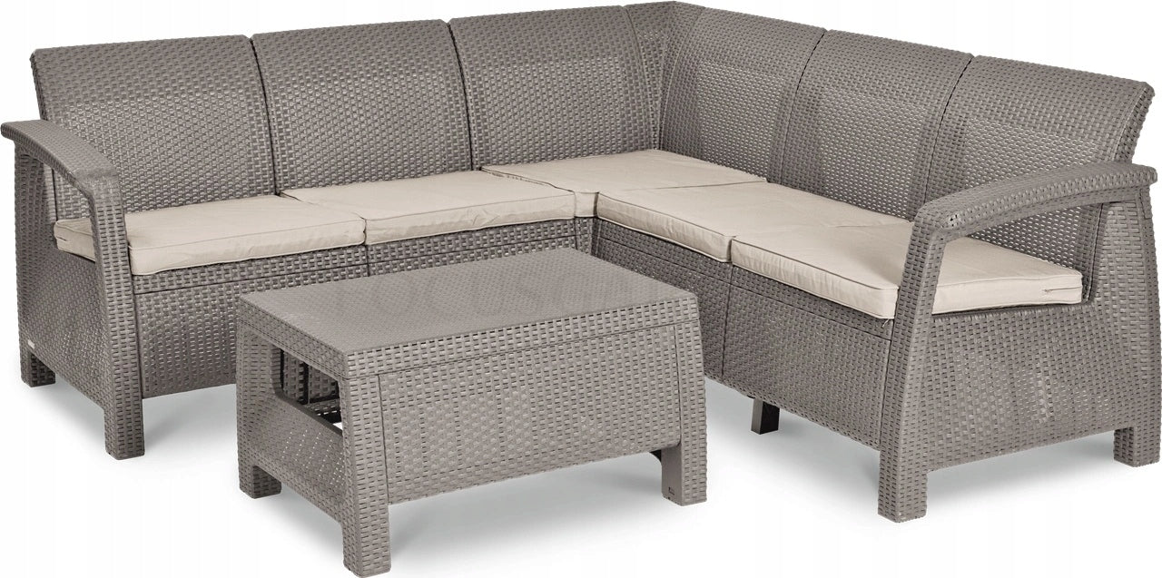Kunststoff-Gartenmöbelset ALLiBERT Corfu Relax, beige 