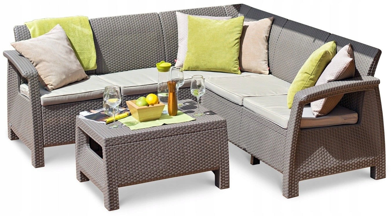 Kunststoff-Gartenmöbelset ALLiBERT Corfu Relax, beige 
