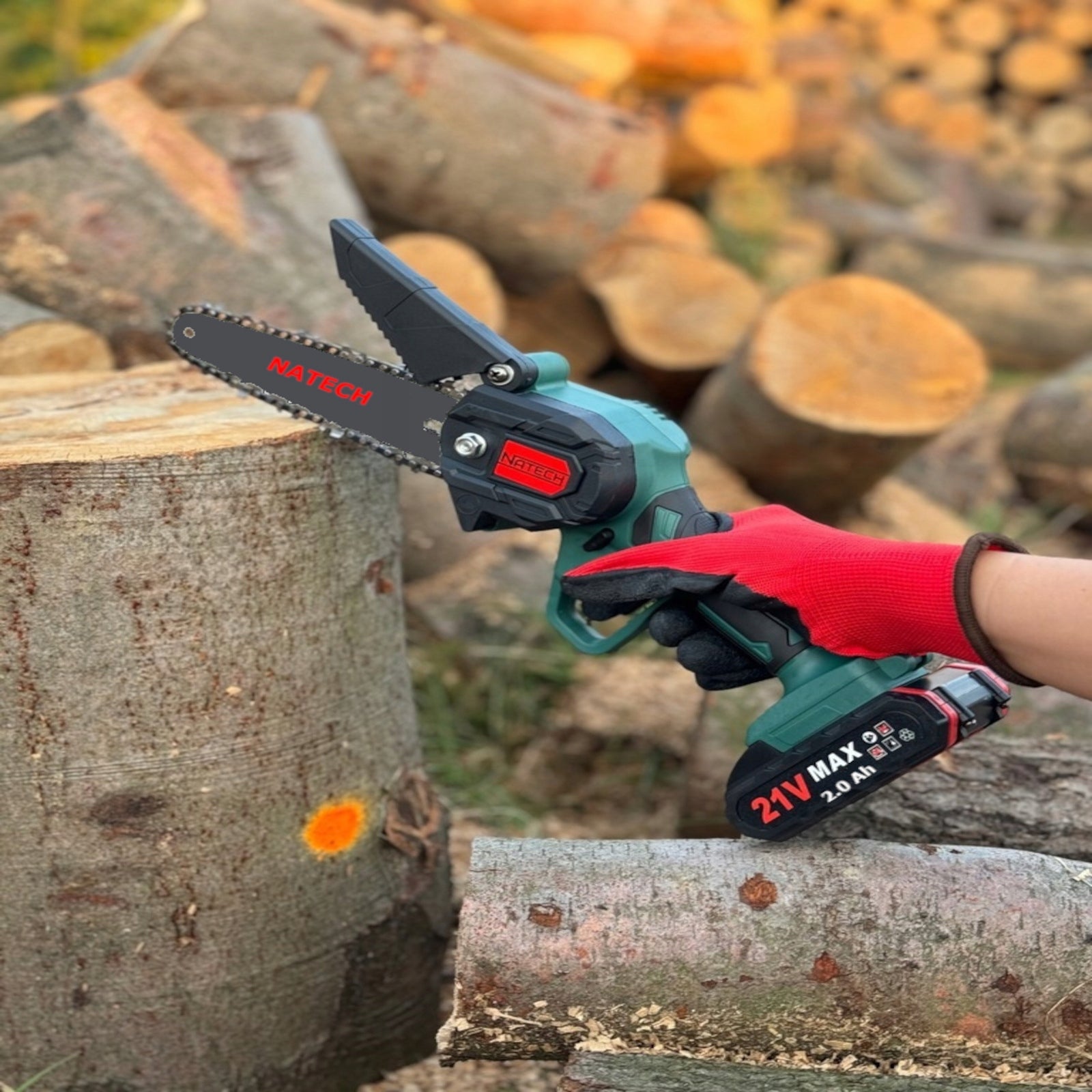 NATECH Cordless Chainsaw 21 V 2×2,0 Ah + 2× Chain 6″ SET Guide manufacturer other