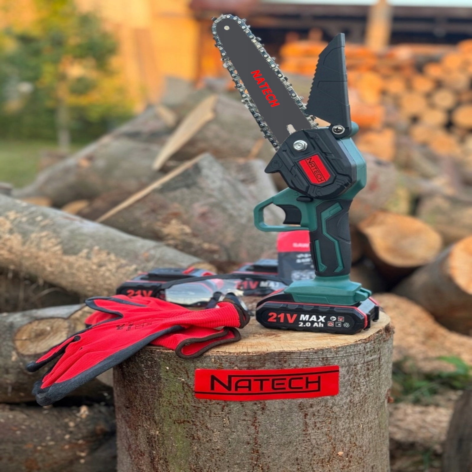 NATECH Cordless Chainsaw 21 V 2×2,0 Ah + 2× Chain 6″ SET Series NATECH 4.0