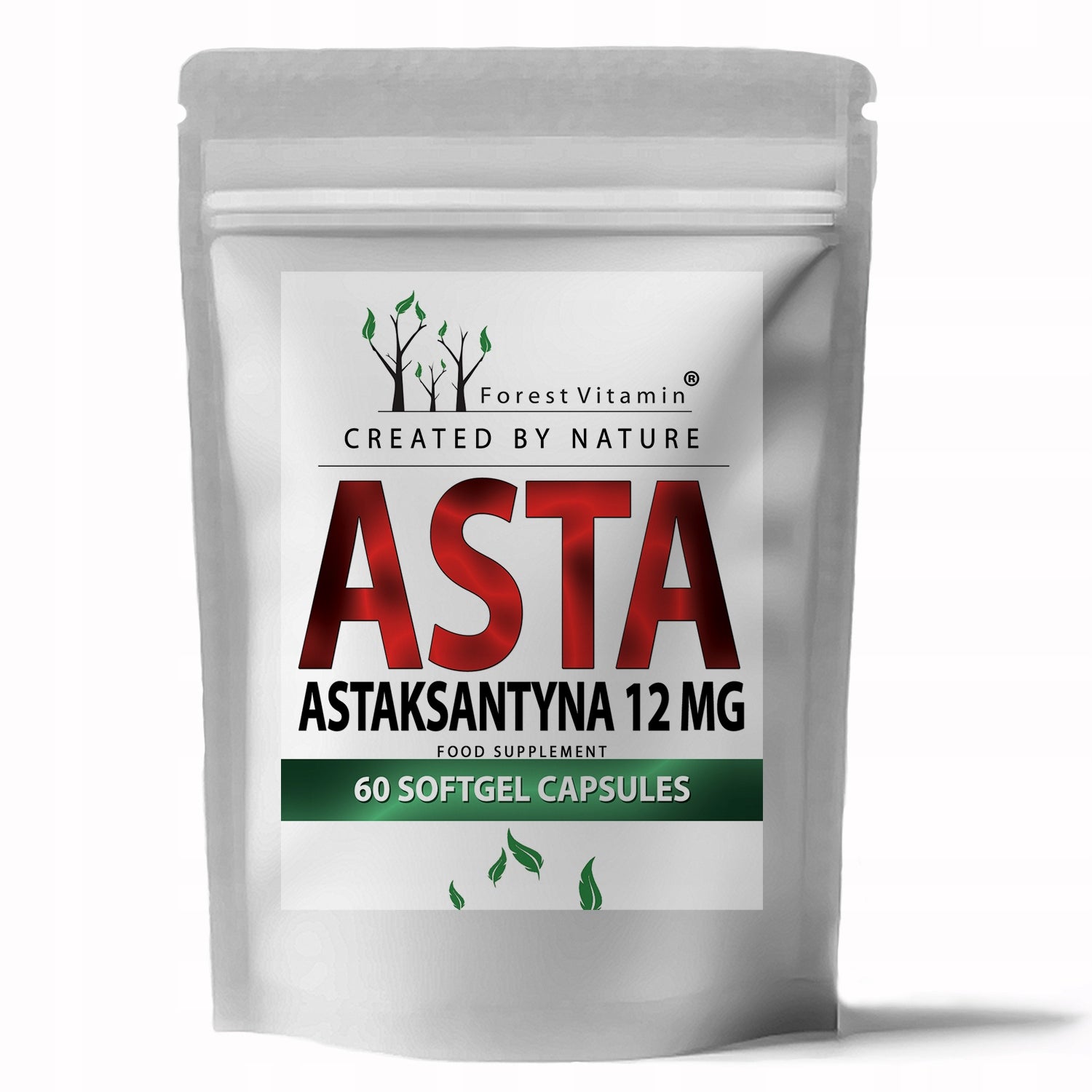 NATURAL ASTAXANTHIN 12MG 60 KAPS STRONG ANTIOXIDANT EYE SKIN SUPPORT Brand Forest Vitamin