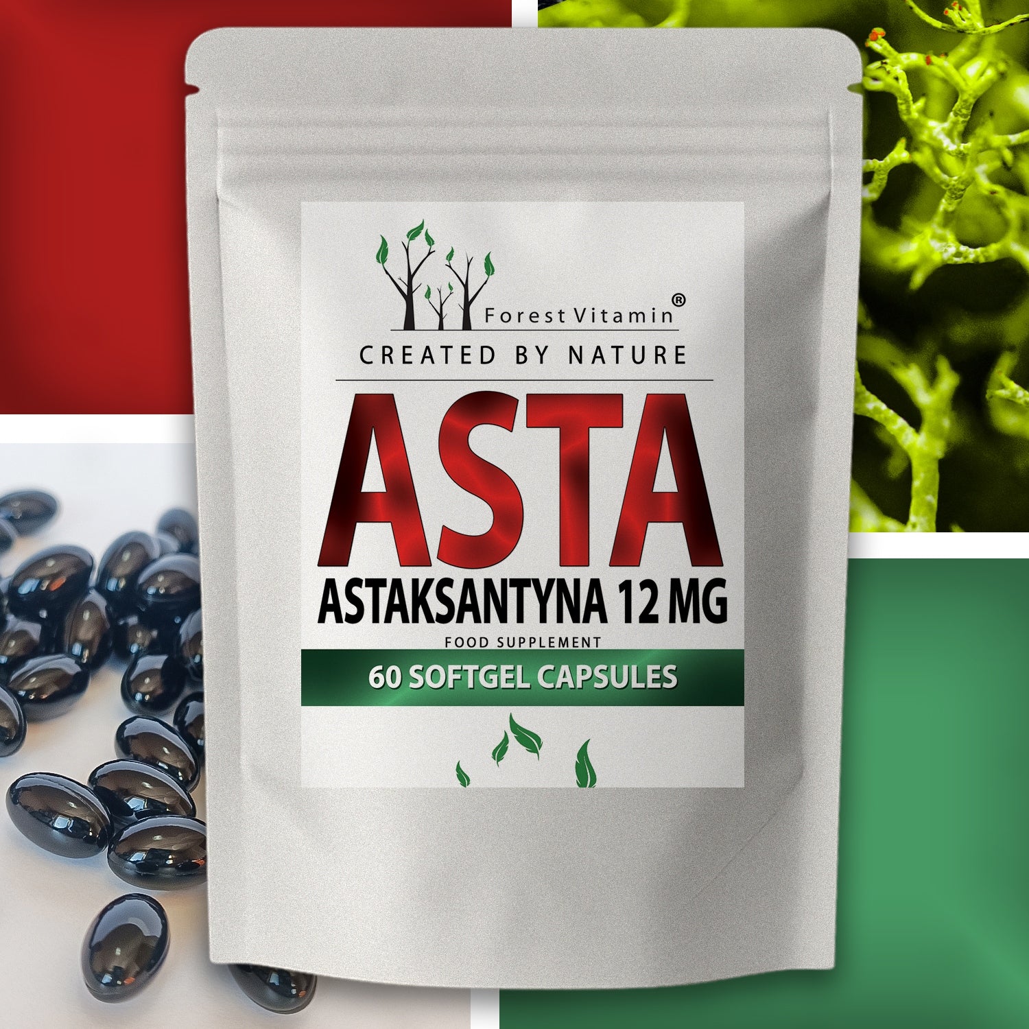 NATURAL ASTAXANTHIN 12MG 60 KAPS STRONG ANTIOXIDANT EYE SKIN SUPPORT Name Astaxanthin