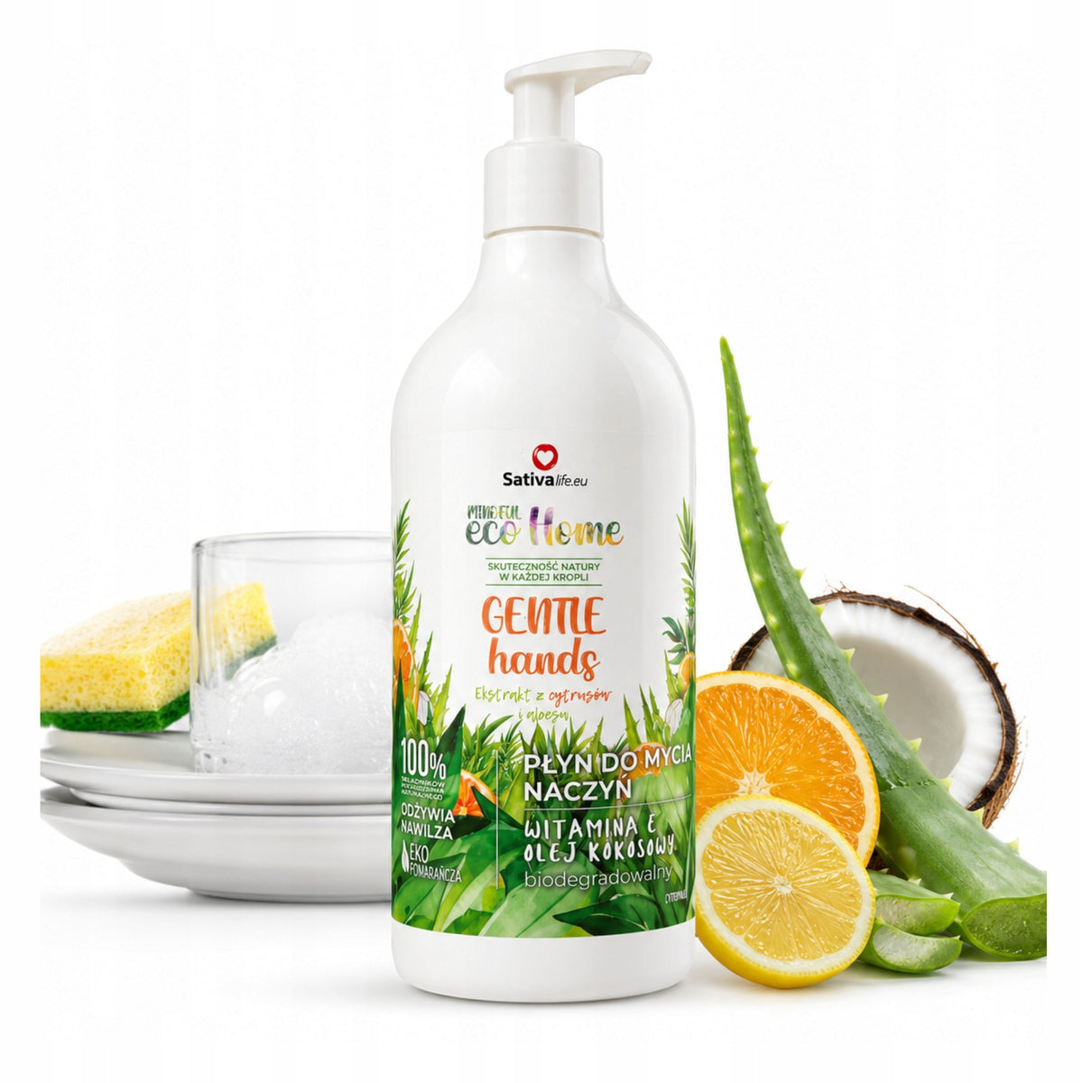 NATURAL DISHWASHING LIQUID Aloe Coconut Citrus ECO Delicate 750ml Home