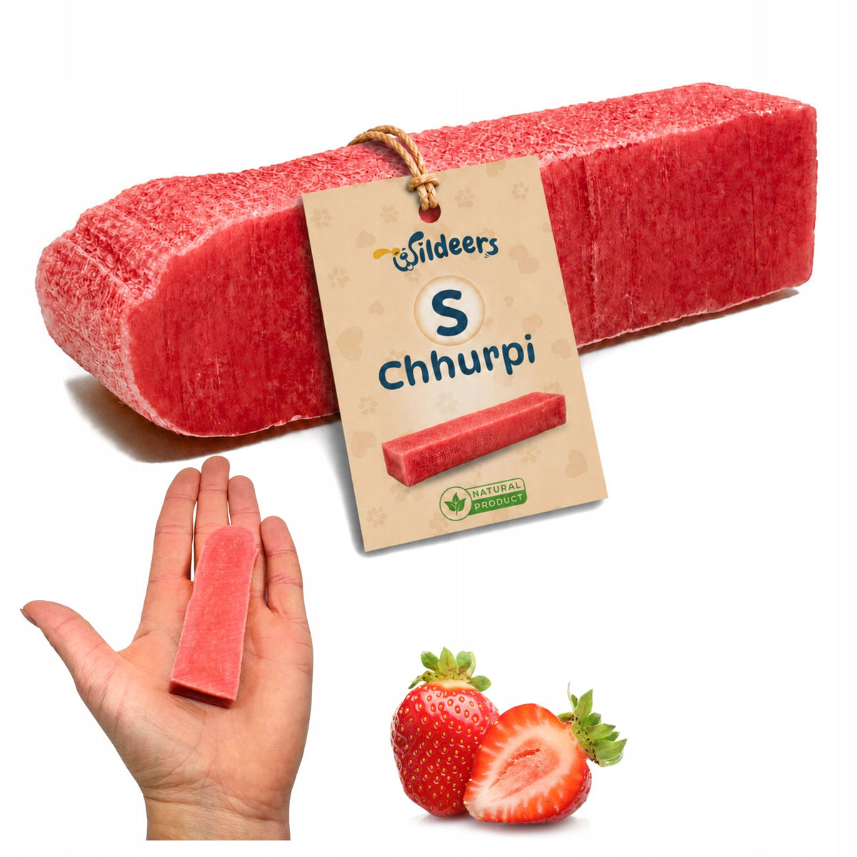 NATURAL DOG TEETHER FROM HIMALAYAN CHEESE S WITH THE ADDITION OF STRAWBERRY