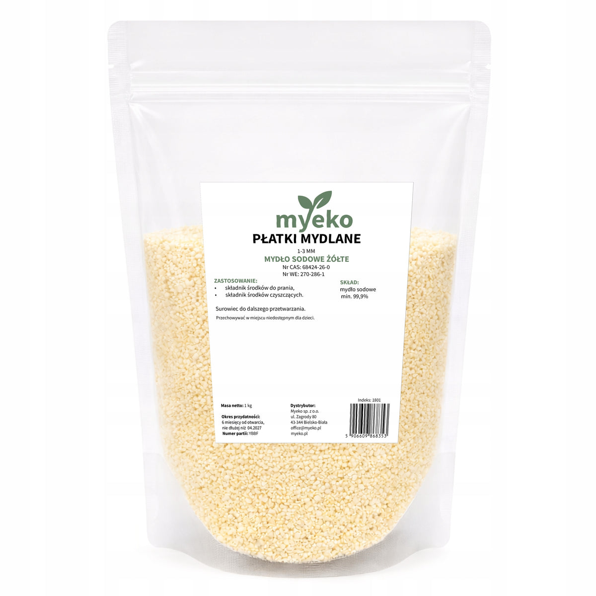 NATURAL SOAP FLAKES 1-3 mm FOR WASHING 1 kg Packaging status original