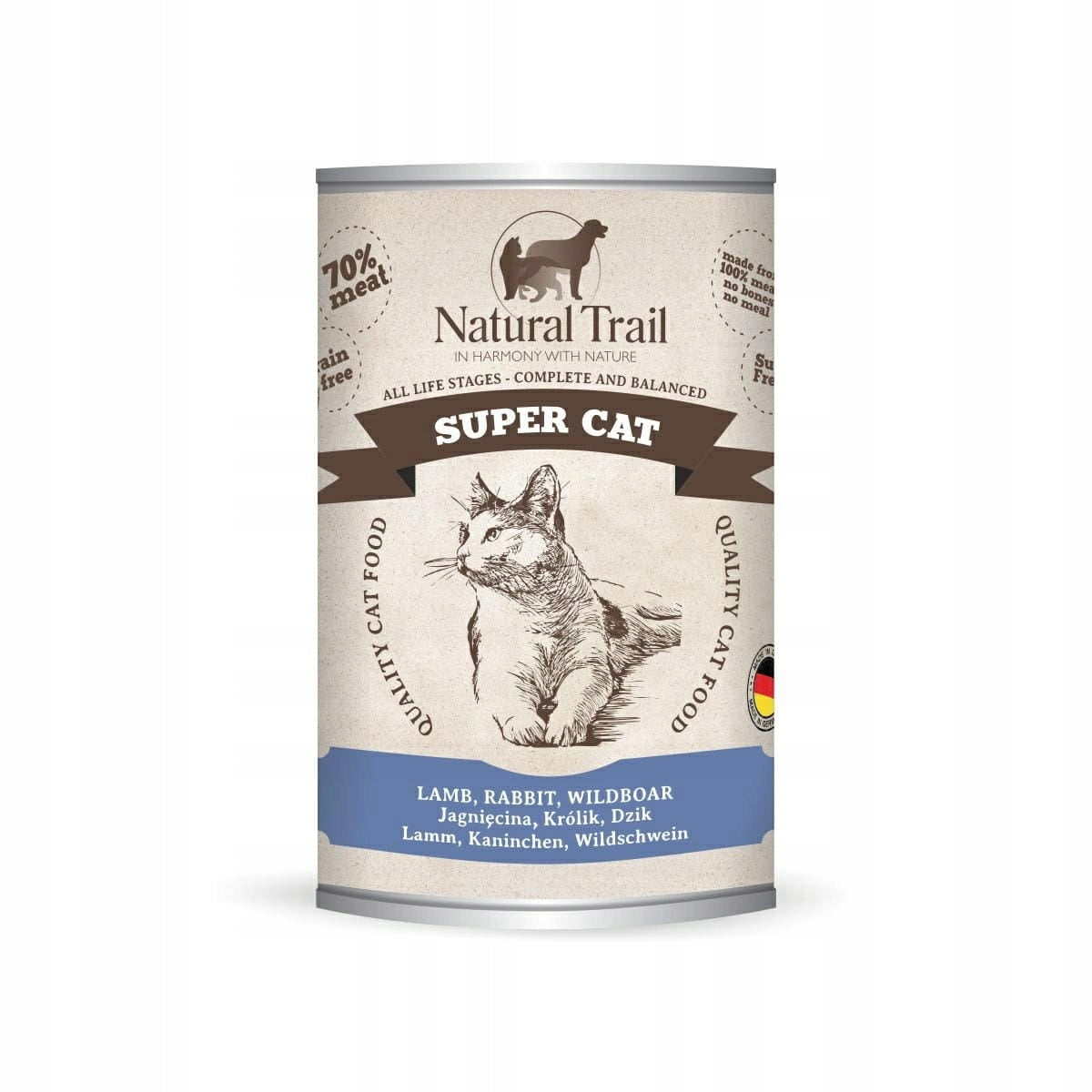 NATURAL TRAIL Super Cat 400g Lamb Rabbit Wildboar Cat Food Can