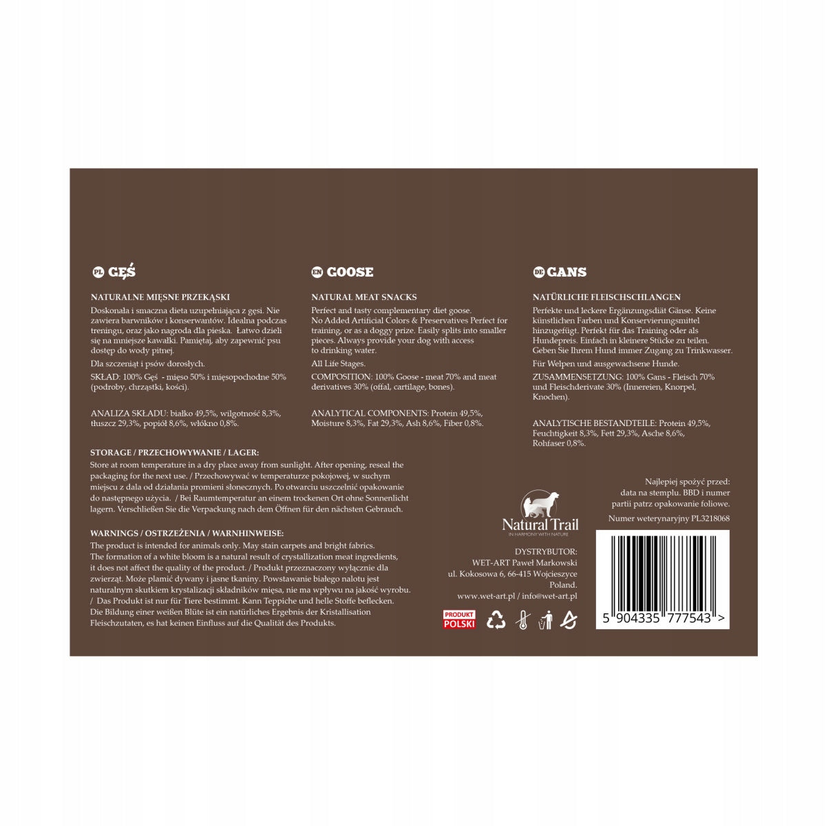 NATURAL TRAIL teether 100g GOOSE Product weight with unit packaging 0.1 kg