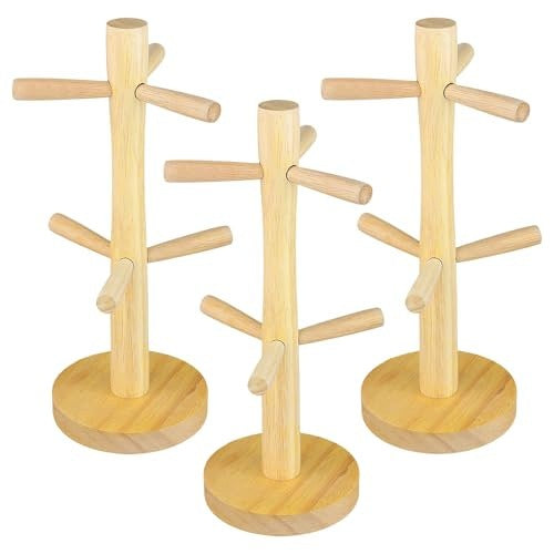 NATURAL WOODEN CUP STAND FOR CAFE KITCHEN SET OF 3 Brand no brand