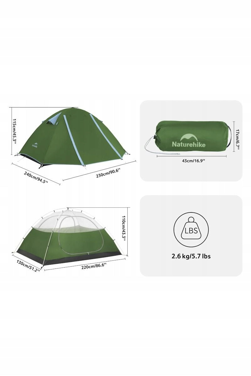 NATUREHIKE Hiking tent Bleik 2 pers. Type B CNK2550WS038 green Manufacturer code 6977465863522