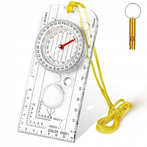 NAVIGATION COMPASS ACRYLIC WITH WHISTLE HIKING CAMPING HIKING