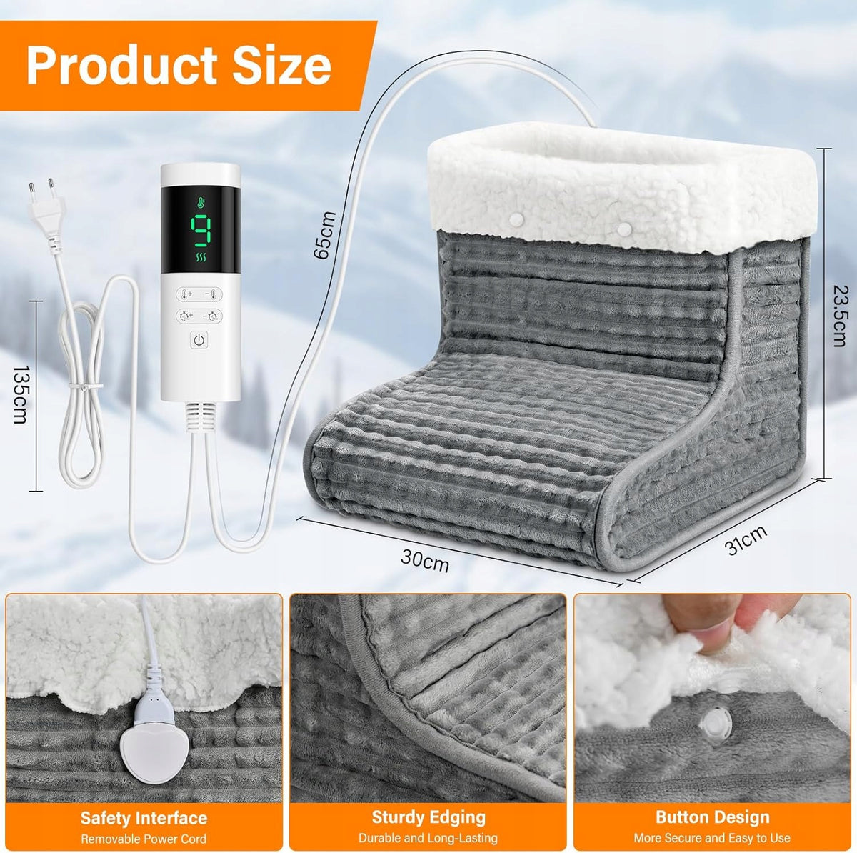 NAXUP Electric Foot Warmer 30-60 Degree With Timer Packaging status original