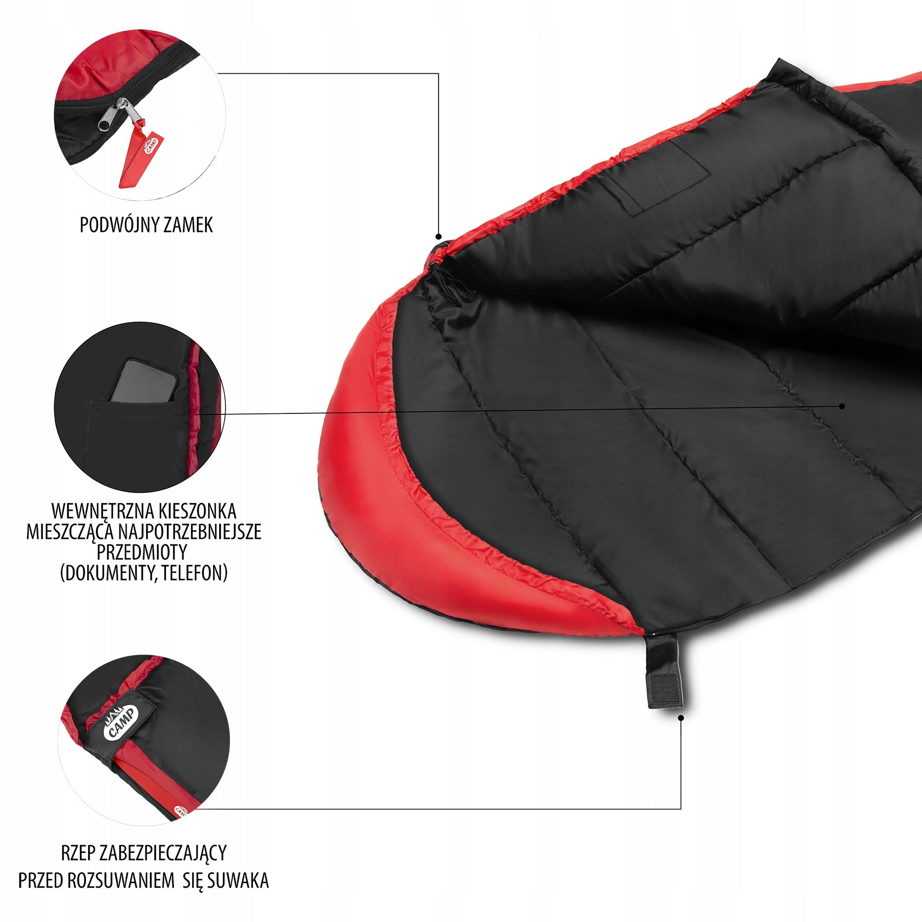 NC2012 BLACK AND RED SLEEPING BAG NILS CAMP Brand Nils Camp