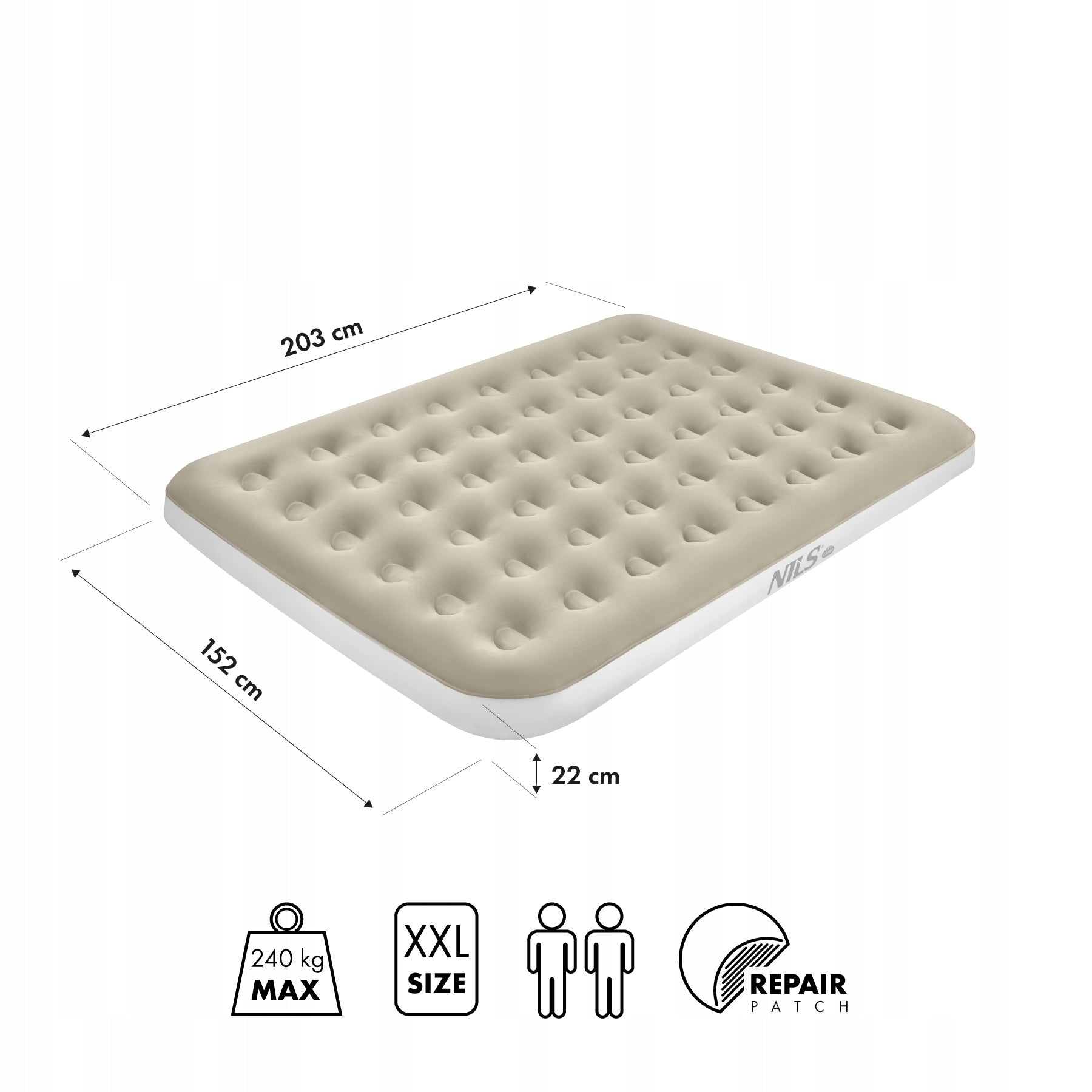 NC2803 INFLATABLE HIKING MATTRESS 203X152X22 CM BEIGE NILS CAMP Brand Nils Camp