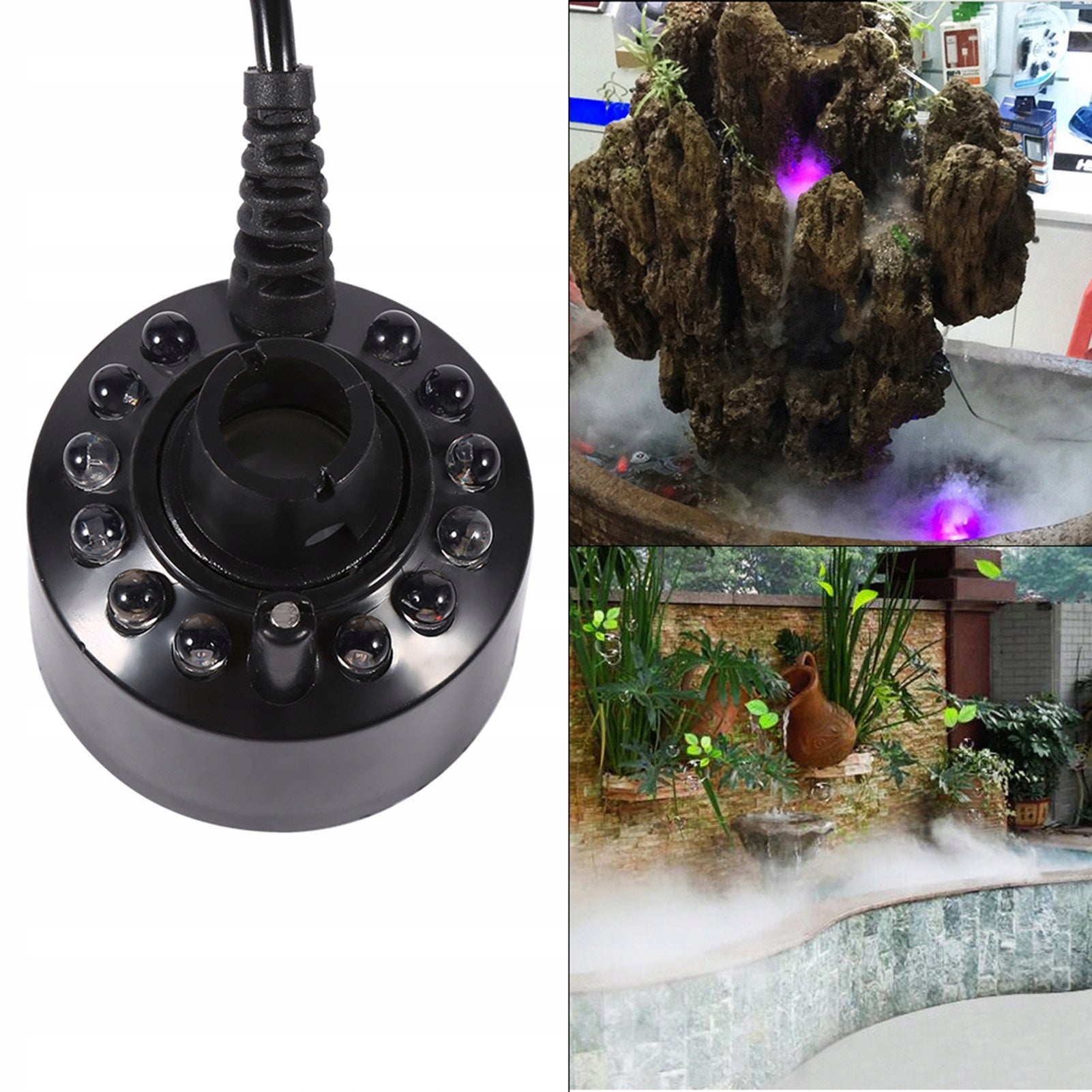 NEBULIZER HUMIDIFIER FOR PONDS FOUNTAIN WITH LED MULTICOLOR 24V 500ML/H Brand no brand