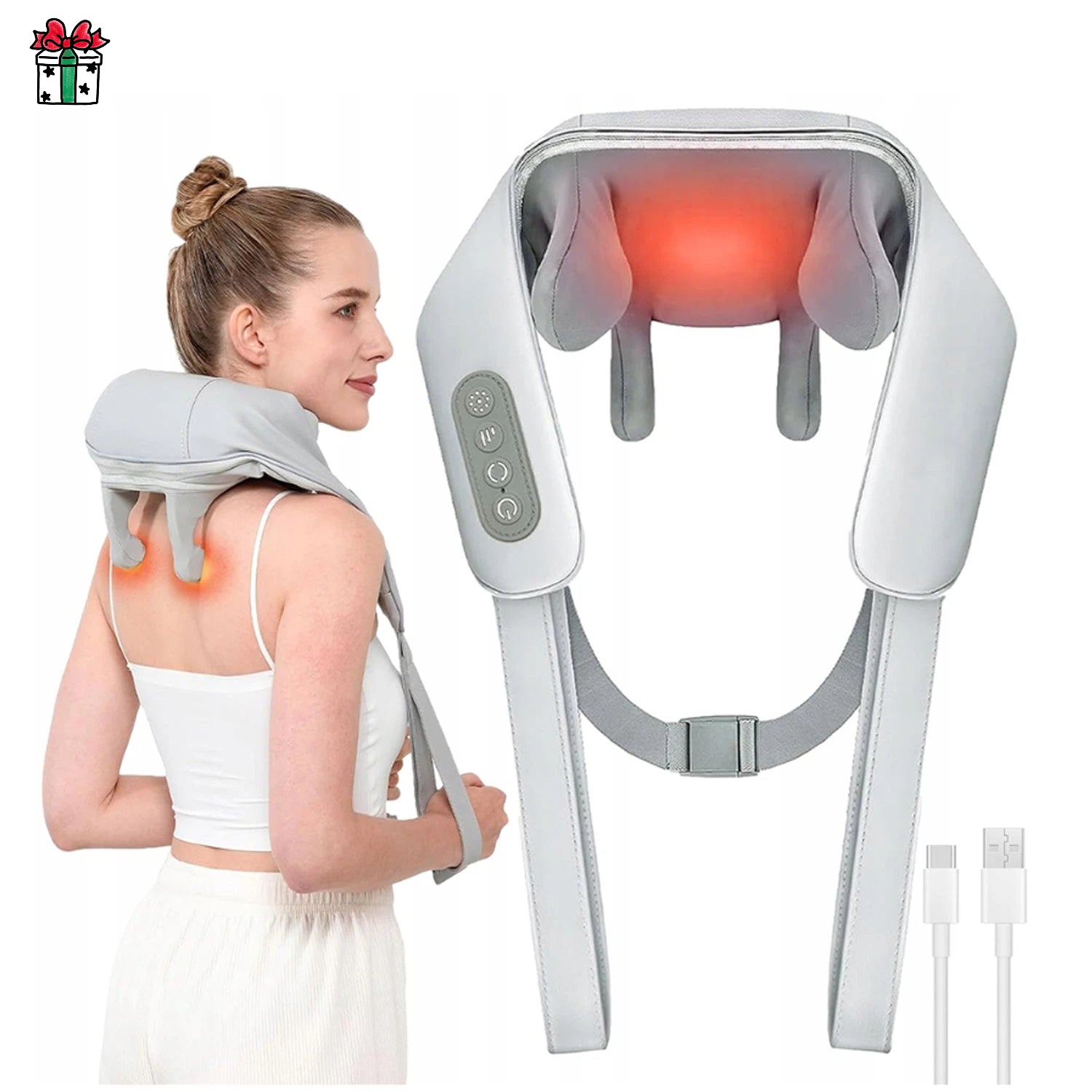 NECK AND BACK MASSAGER 2000MAH MASSAGE BACKPACK WITH HEATING HOME OFFICE