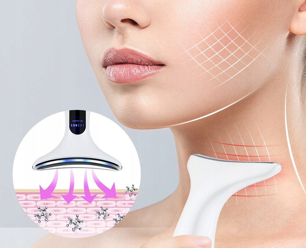 NECK AND FACE FIRMING MASSAGER EMS LIFTING LED VIBRATION HOT COMPRESS! Manufacturer code mdsv4