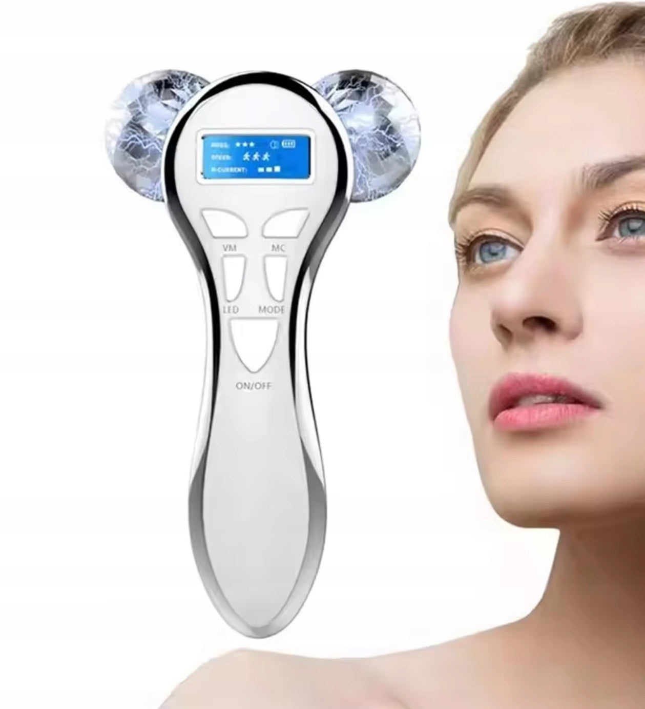 NECK AND FACE FIRMING MASSAGER EMS LIFTING VIBRATION BLUE LED 465nm