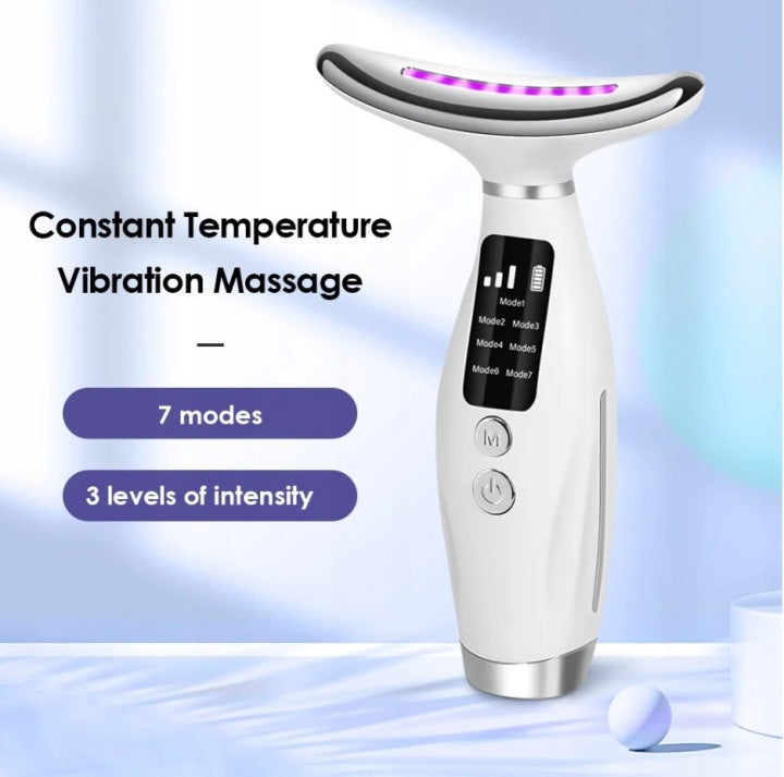 NECK AND FACE FIRMING MASSAGER LIFTING 7 LED VIBRATION + HOT COMPRESS Packaging status original