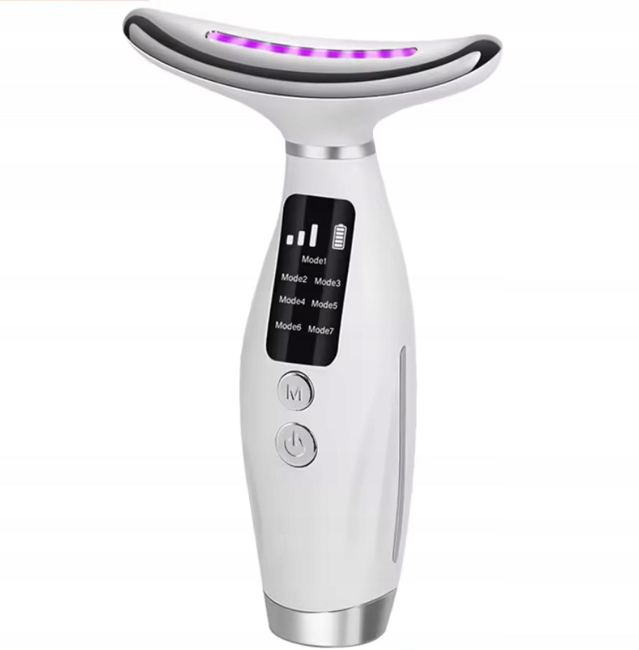 NECK AND FACE FIRMING MASSAGER LIFTING 7 LED VIBRATION + HOT COMPRESS !