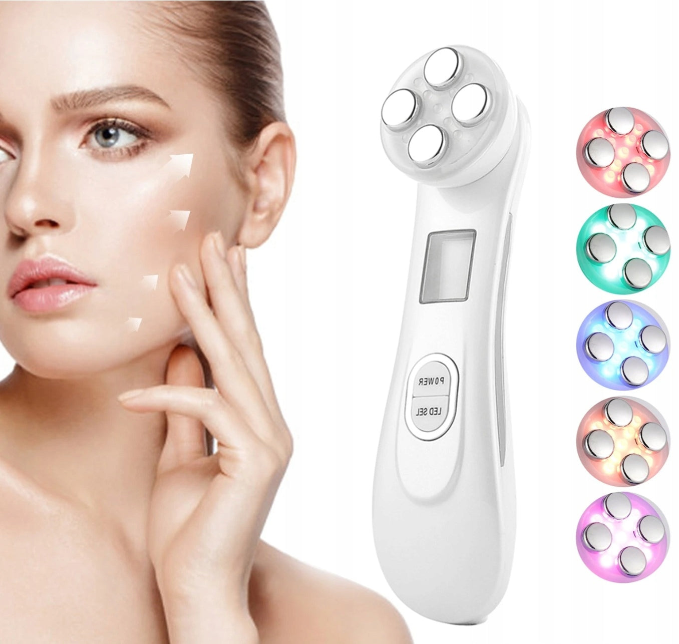 NECK AND FACE FIRMING MASSAGER MESOTHERAPY LED VIBRATION WARM CURRENT RF !