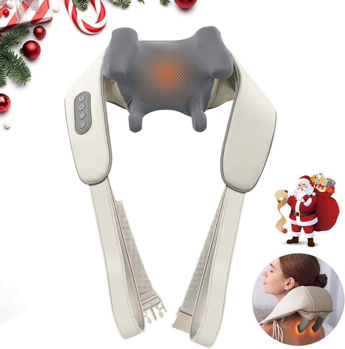 NECK AND SHOULDER MASSAGER DESIGN MASSAGE HEAD HEATING FUNCTION GREY