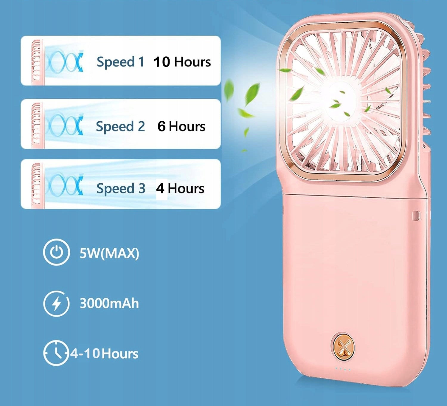 NECK FAN FOLDING HANDHELD FAN WITH PHONE HOLDER Dominant color pink