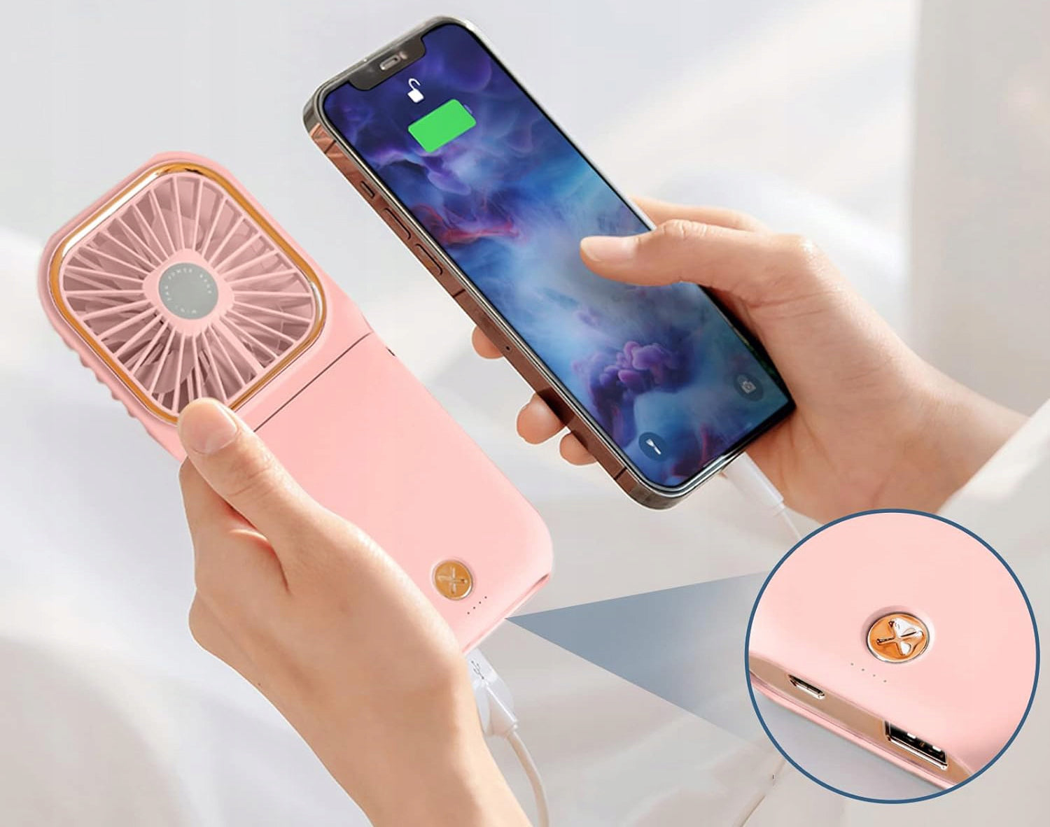 NECK FAN FOLDING HANDHELD FAN WITH PHONE HOLDER Model ZGEER WIND2