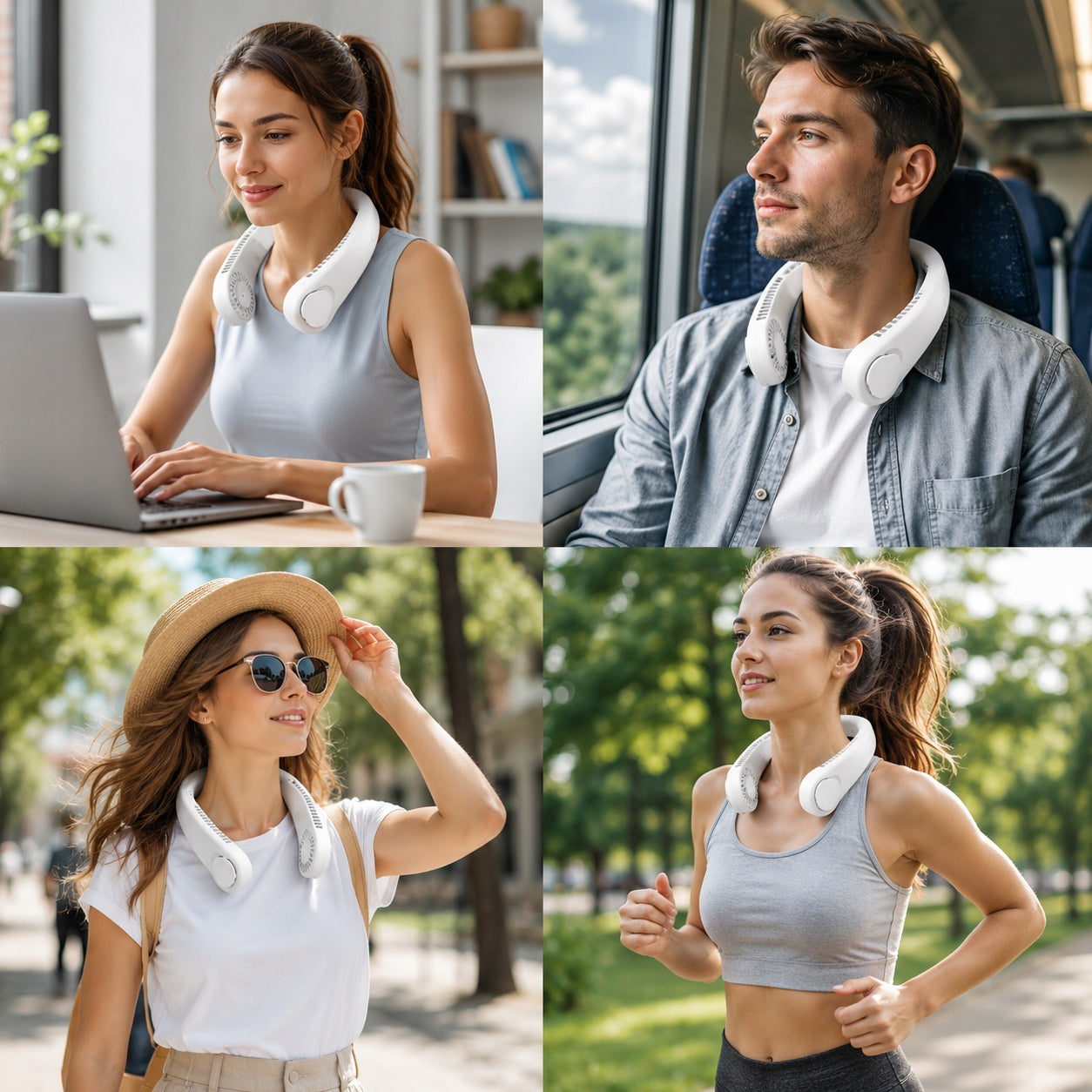 NECK FAN PORTABLE WIRELESS USB-C 3 MODES WHITE Manufacturer code 887484477210
