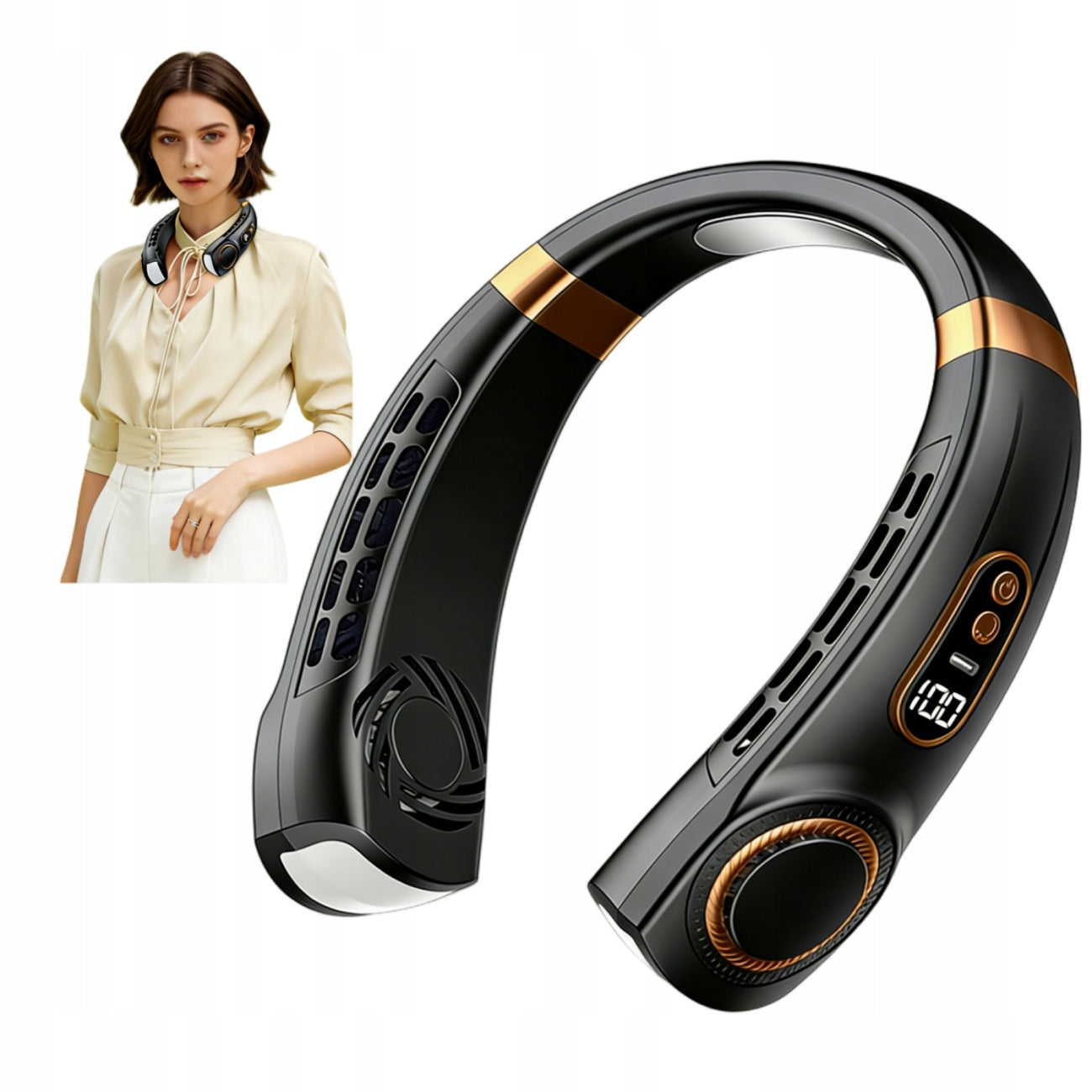 NECK FAN USB FAN PORTABLE LED 5-LEVEL ADJUSTMENT