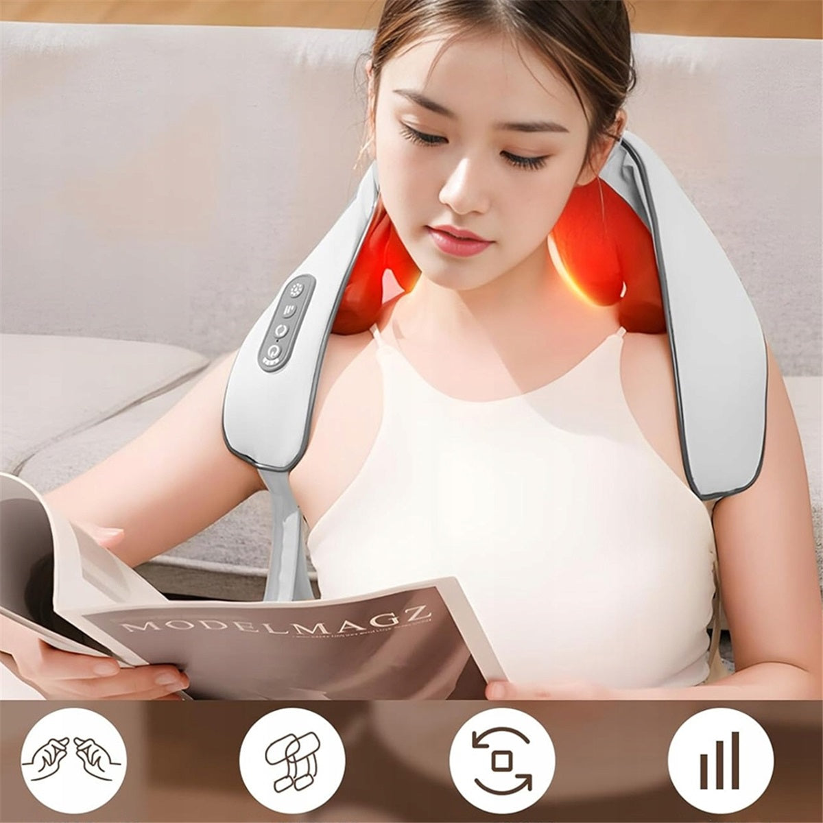 NECK MASSAGER 360° ROTATING BALLS WITH HEATING FUNCTION 3 MASSAGE MODES Medical device no