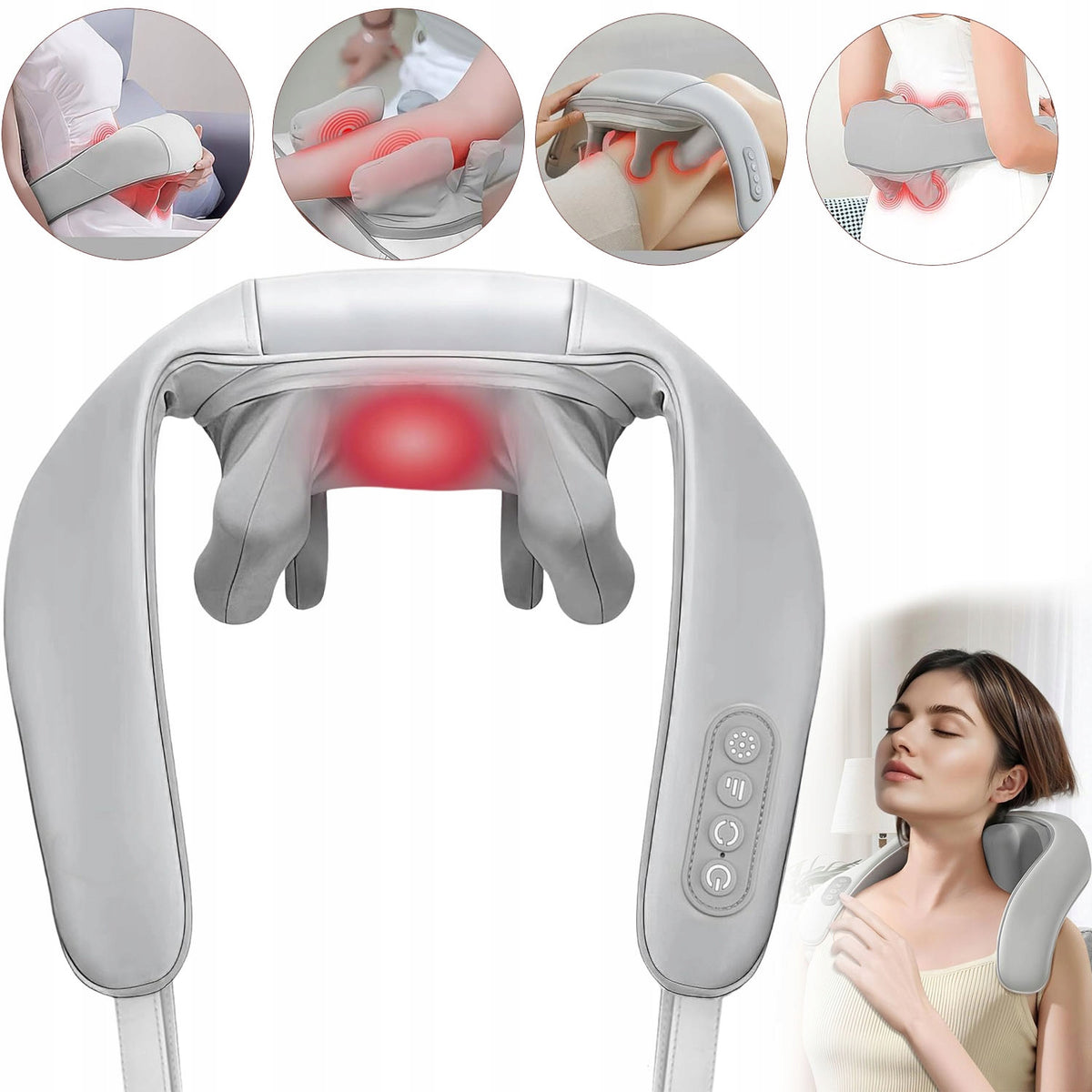 NECK MASSAGER HEATING WIRELESS SHIATSU 360° DIAPER PU